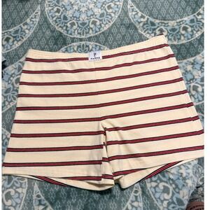 Parke Striped LShorts Cream Red Navy Blue Elastic Waist XL